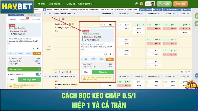 Cách đọc kèo chấp 0.5/1 hiệp 1 và cả trận Cách đọc kèo chấp 0.5/1 hiệp 1 và cả trận