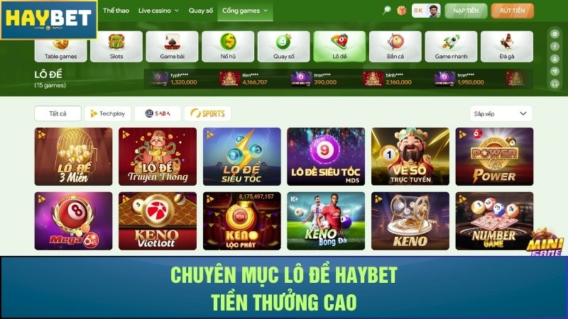 Chuyên mục lô đề Haybet tiền thưởng cao Chuyên mục lô đề Haybet tiền thưởng cao