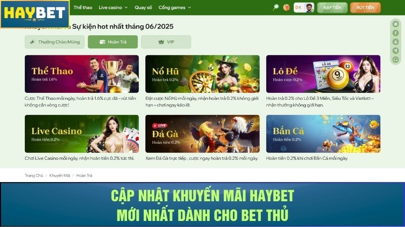 Cập nhật khuyến mãi Haybet mới nhất dành cho bet thủ Cập nhật khuyến mãi Haybet mới nhất dành cho bet thủ
