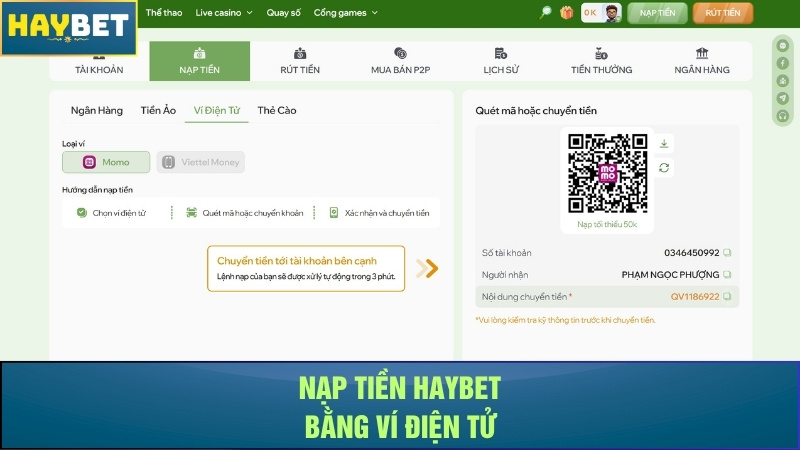 Nạp tiền Haybet bằng ví điện tử Nạp tiền Haybet bằng ví điện tử