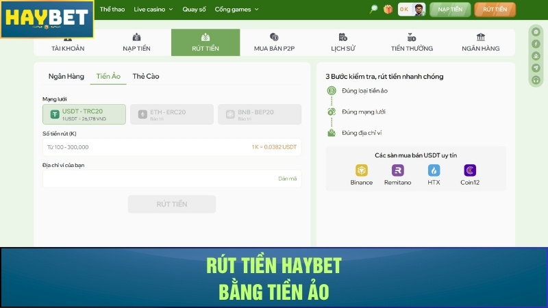 Rút tiền Haybet bằng tiền ảo Rút tiền Haybet bằng tiền ảo